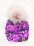 Ready to Ship - Toddler Size 100% Merino Wool Chunky Knit Hat - Berry Explosion