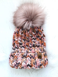 Ready to Ship - Adult Size 100% Merino Wool Chunky Knit Hat - Glacier Dusk