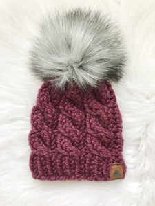 Ready to Ship 6-12M Size Solid Cable Knit Hat