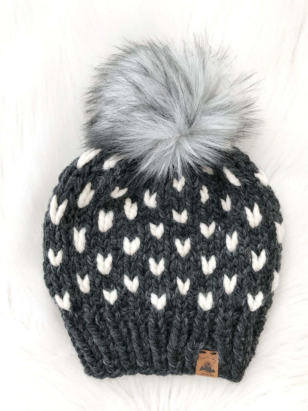 Ready to Ship Adult Hat - Ladies Mini Heart Hat