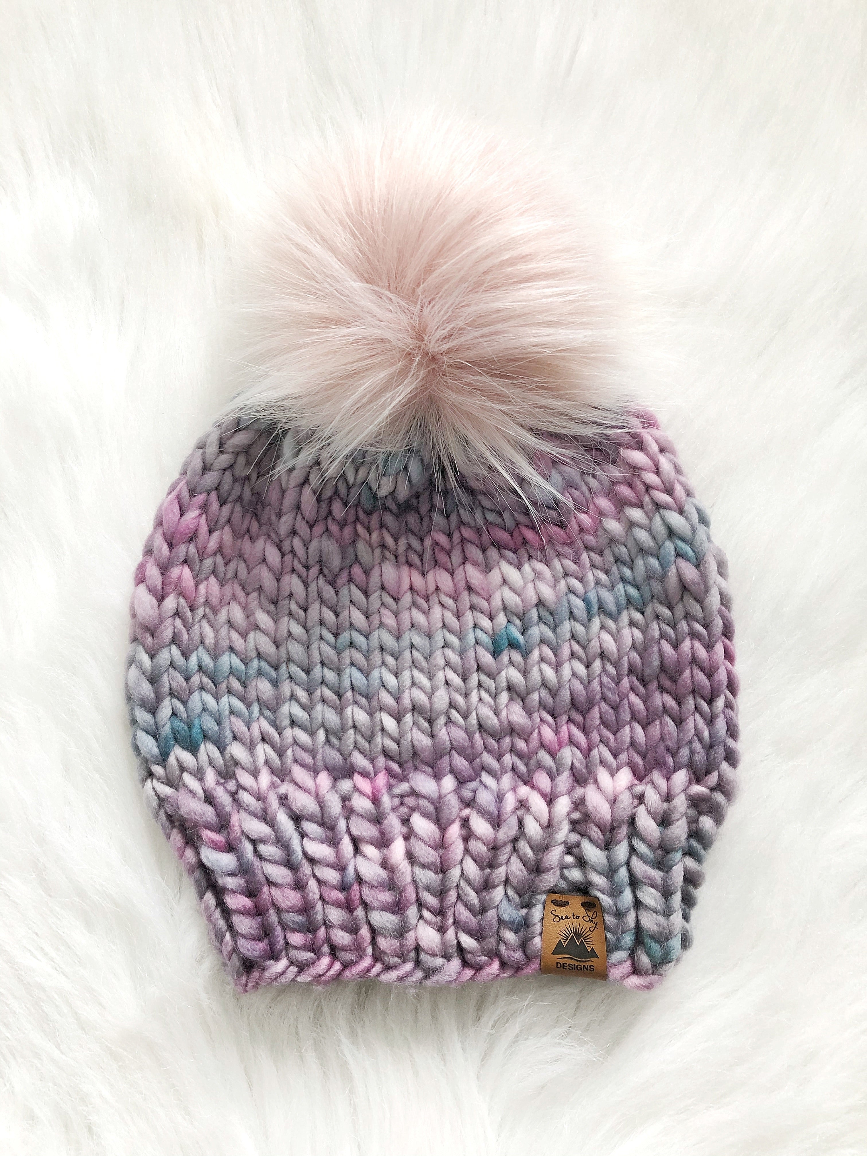 Ready to Ship 100% Merino Wool Chunky Knit Hat - Bellwood’s Sky
