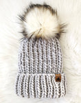 Ready to Ship - Adult Size 100% Merino Wool Chunky Knit Hat - Soft Grey