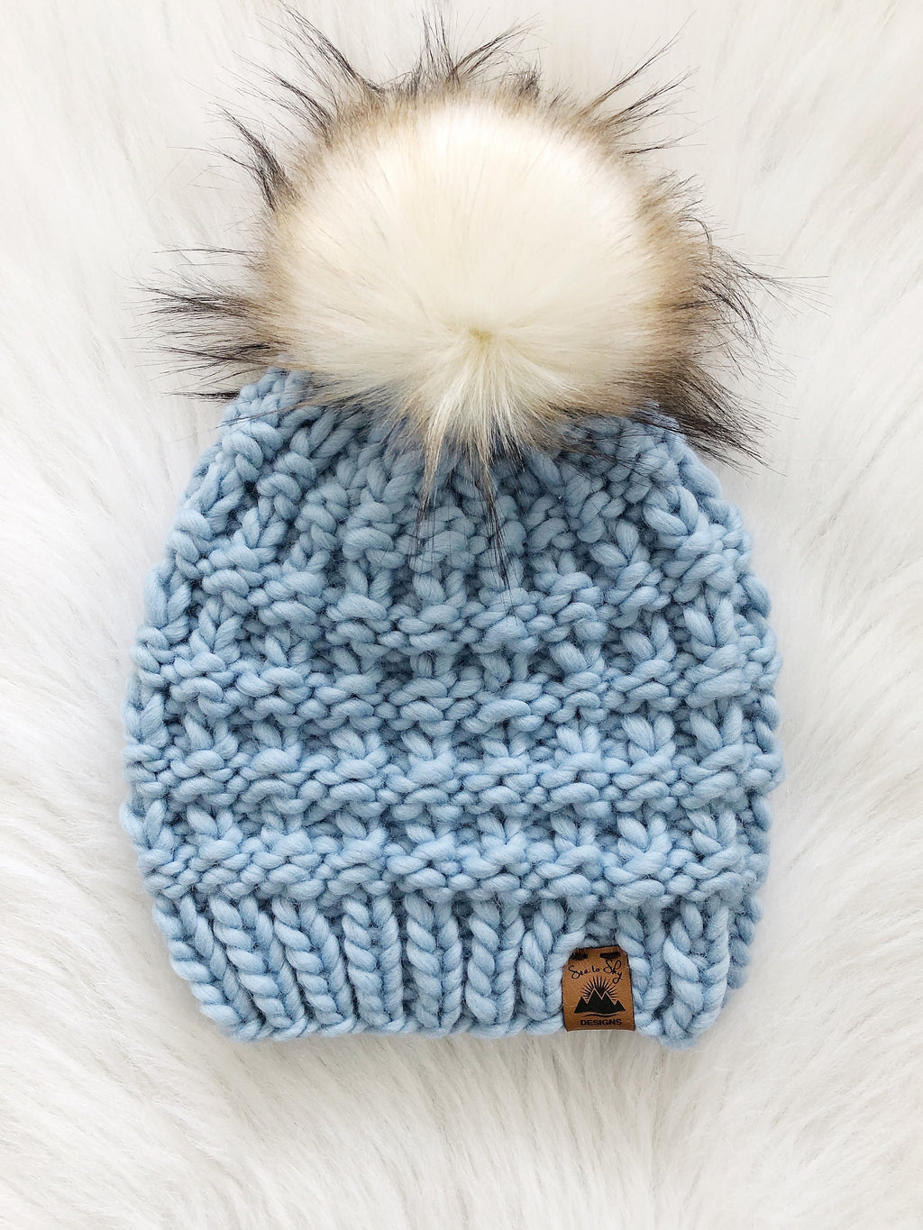 Ready to Ship 100% Merino Wool Chunky Knit Hat - Arctic Sky